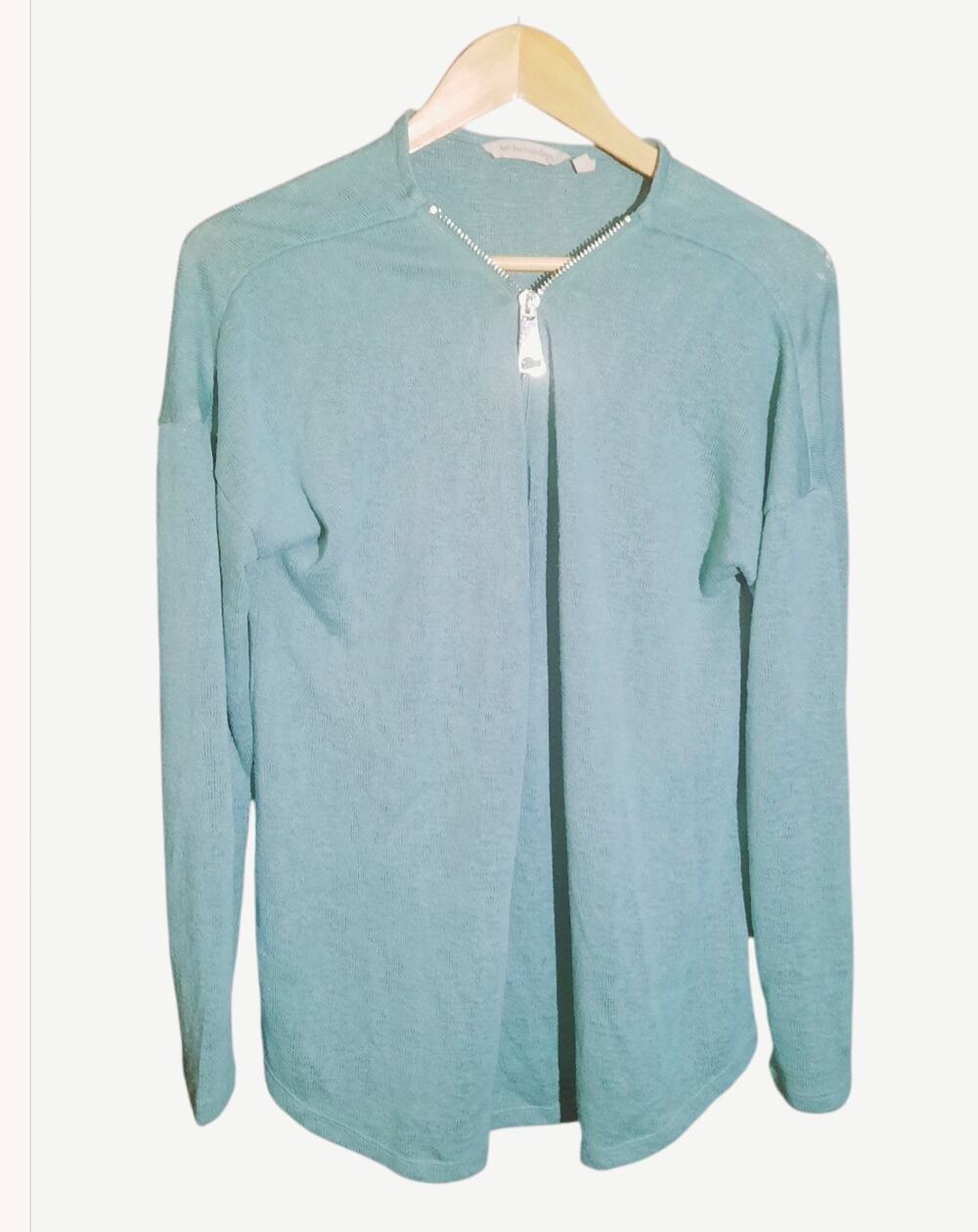 Soft Surroundings Womens Sage Green Valentina 1/4 Zip Sweater Size L